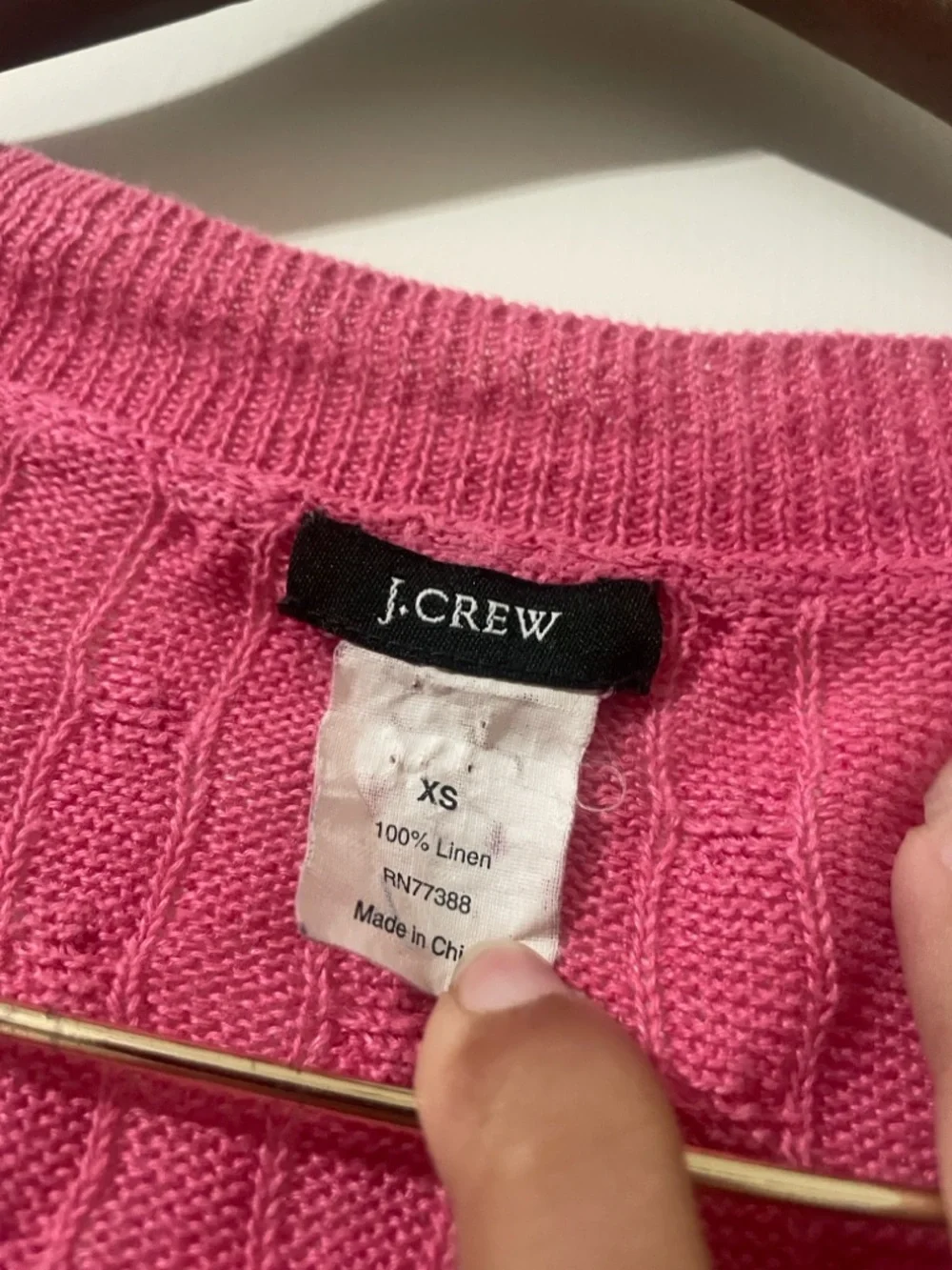 J.Crew Vintage 2008 Pink Linen Cable Knit Sweater - Size XS